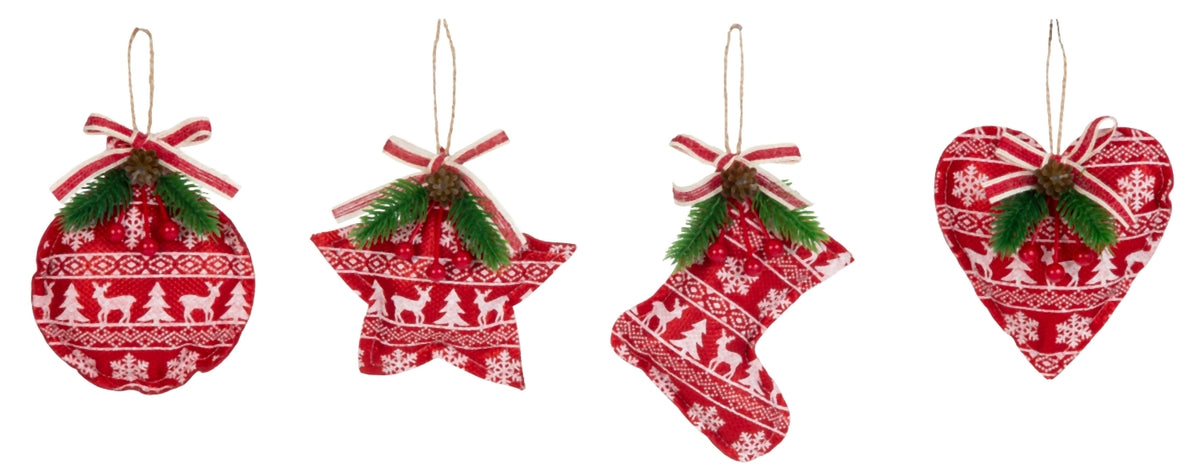 Weihnachtsbaum-Hänger 4er-Set, (Stern, Herz, Kugel & Stiefel)