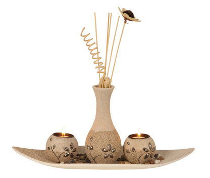 Teelichthalter-Set "Marella" mit Vase (38 x 37 cm)