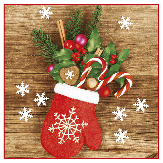Weihnachtsservietten "Handschuhzauber" (20 Stück)