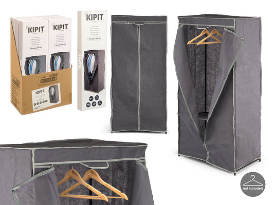 KIPIT Stoffschrank, grau-schwarz (75 × 46 × 160 cm)
