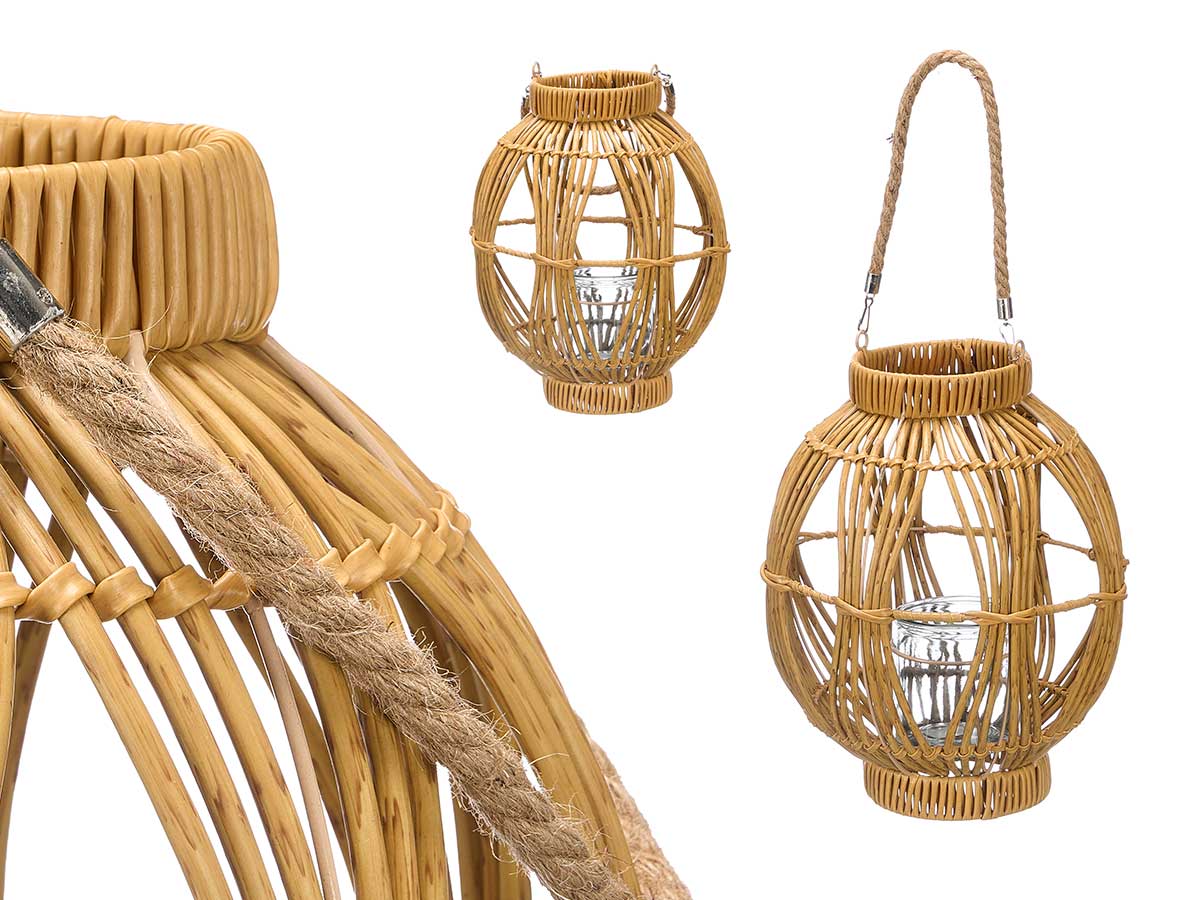 Kugellaterne "Malia" in Rattanoptik