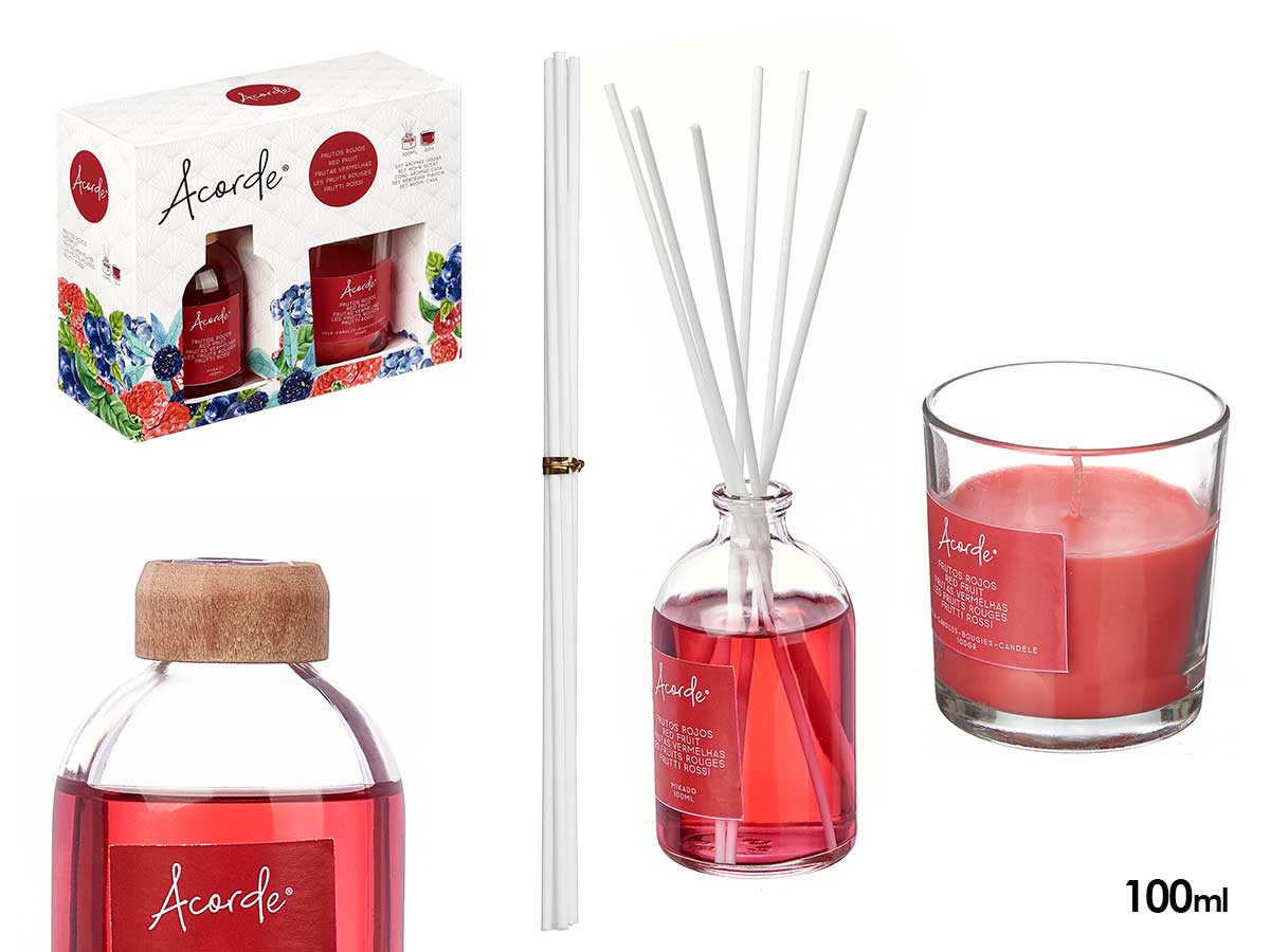 Raumduft-Set "Rote Beeren" mit Kerze, 100 ml
