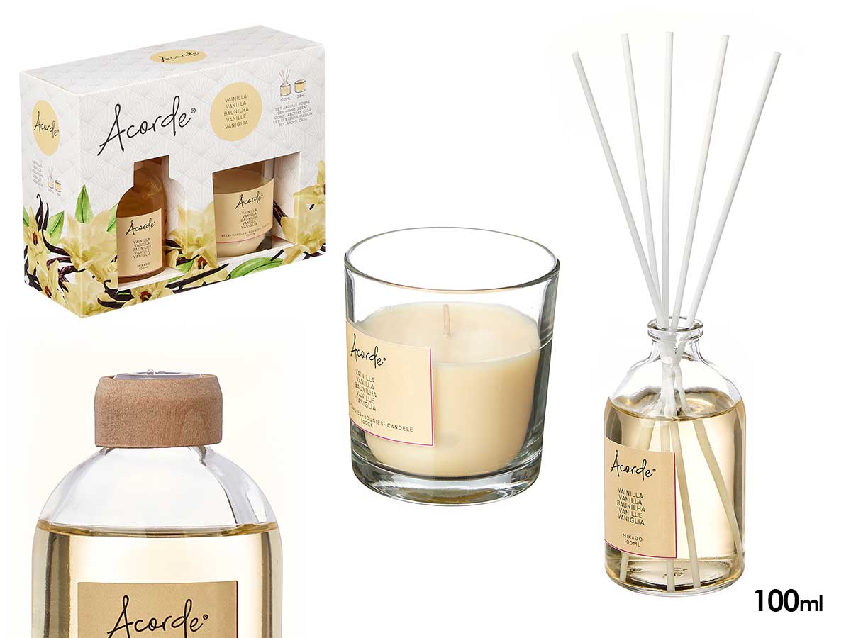 Raumduft-Set "Vanillezauber" mit Kerze, 100 ml