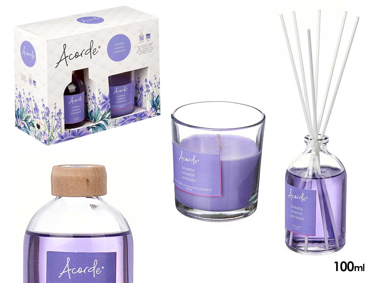 Raumduft-Set "Lavendelruhe" mit Kerze, 100 ml