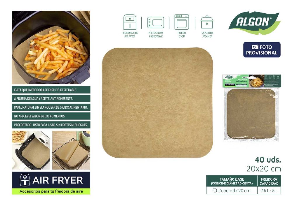 Heissluftfritteusen-Papier 40er-Set (20 x 20 cm)