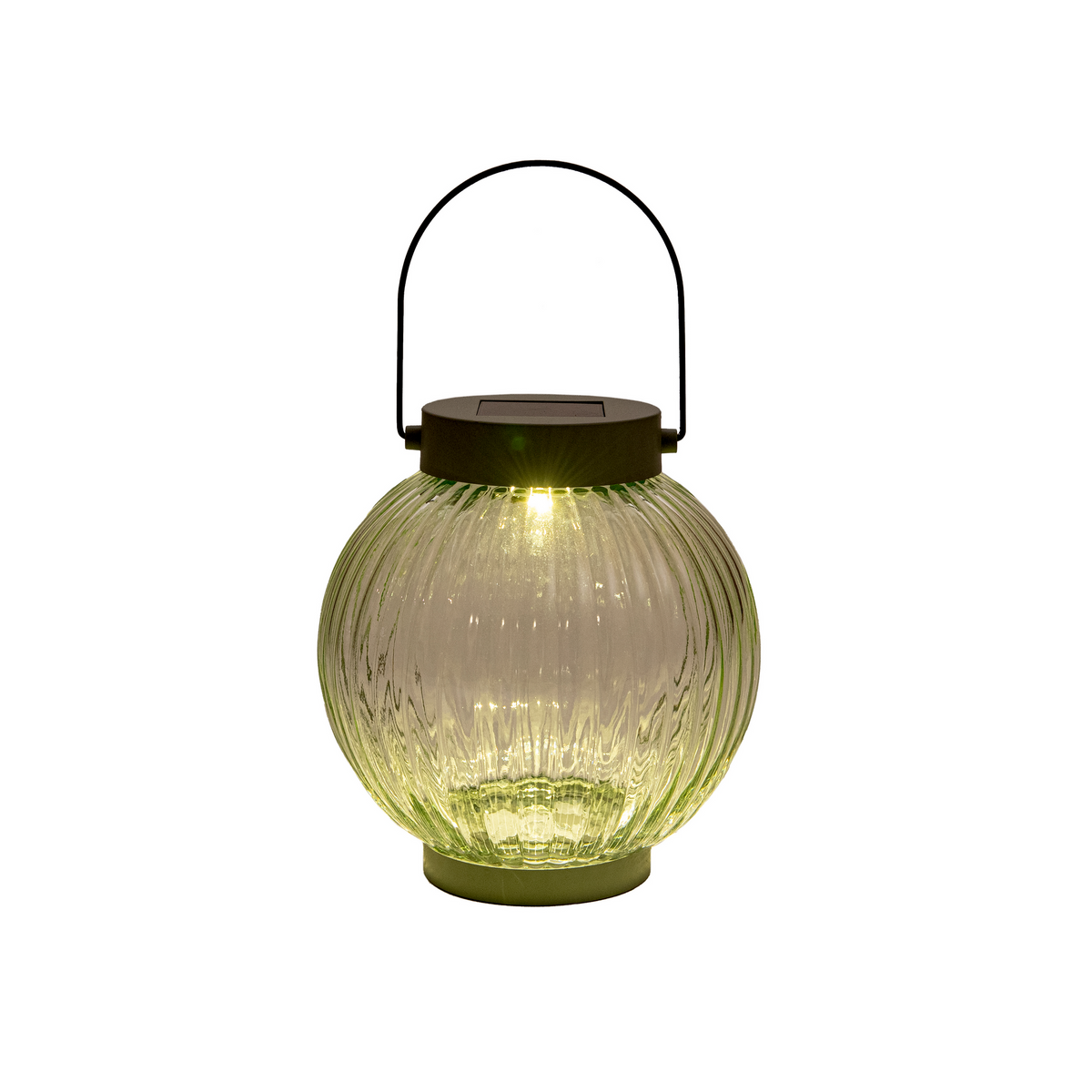 Solar-Laterne "Milan" aus Glas, olivgrün