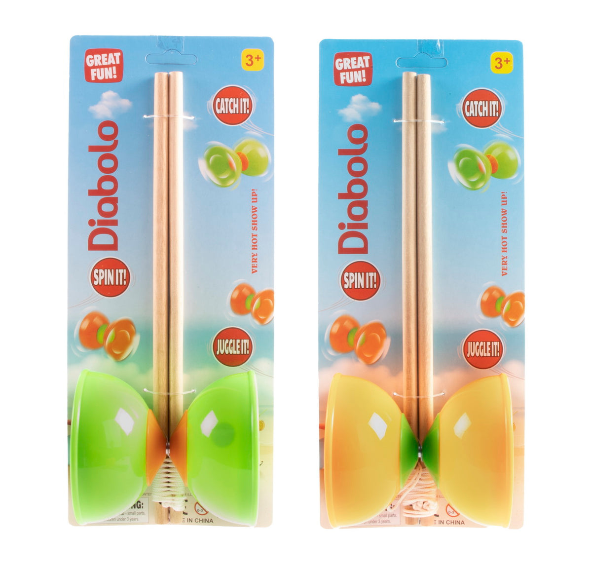 Diabolo mit Holzstäben (2-farbig assortiert)