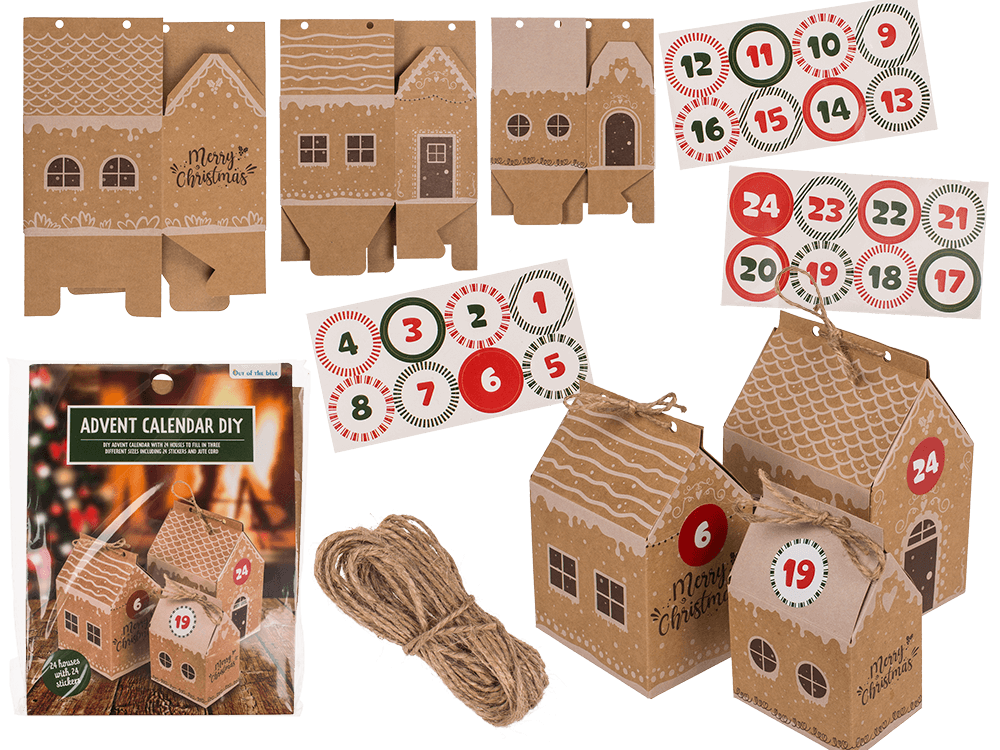 DIY-Adventskalender "Weihnachtsdorf" mit 24 Häuschen