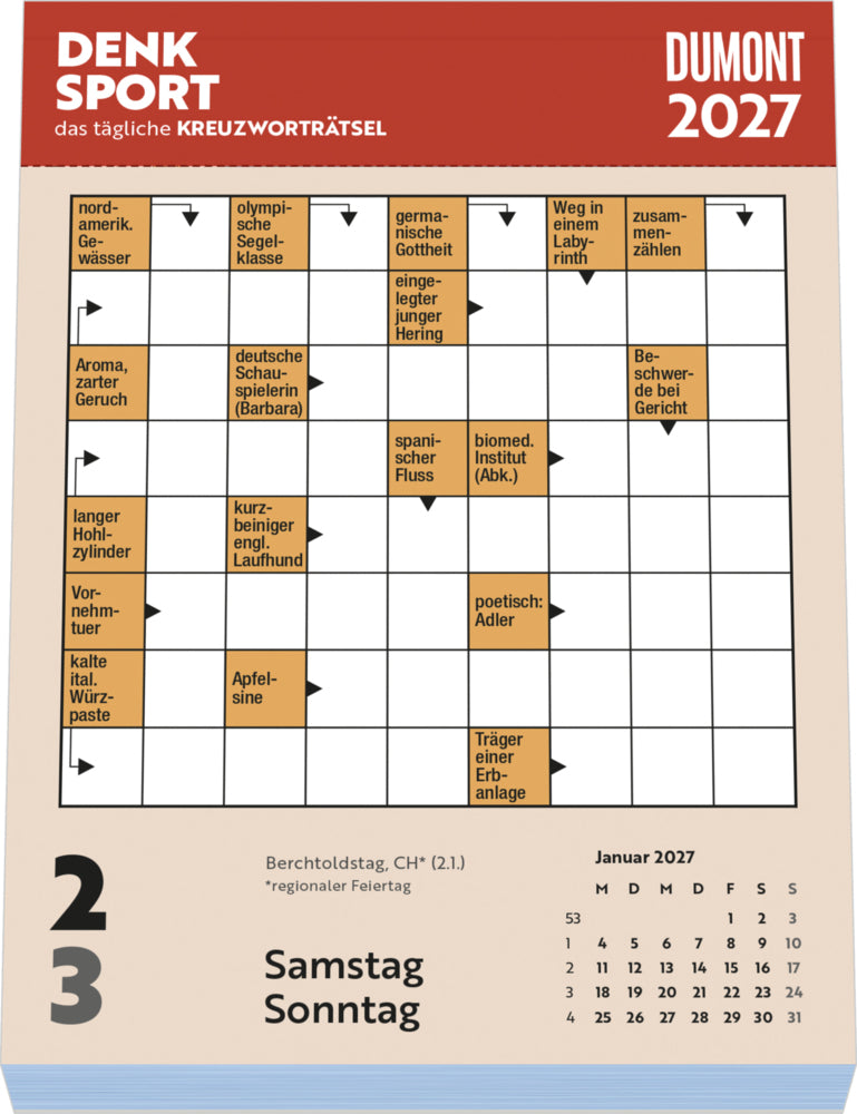 Kreuzworträtsel - Tagesabreisskalender 2027 (15 x 11 cm)
