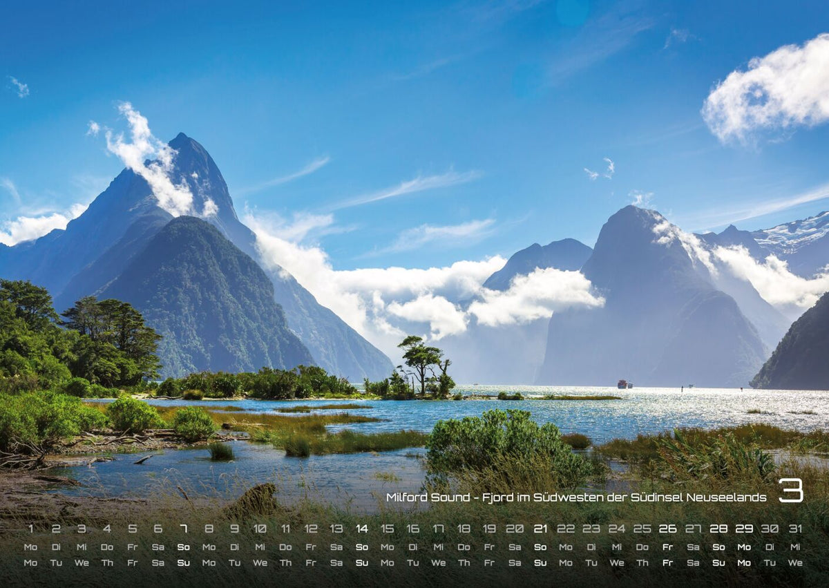 Neuseeland Kalender 2027 - Das Land der langen weissen Wolke - (DIN A2, 42 x 59.4 cm)