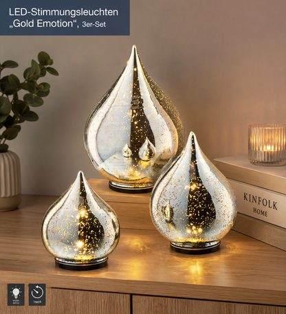 LED-Stimmungsleuchten "Gold Emotion" 3er-Set
