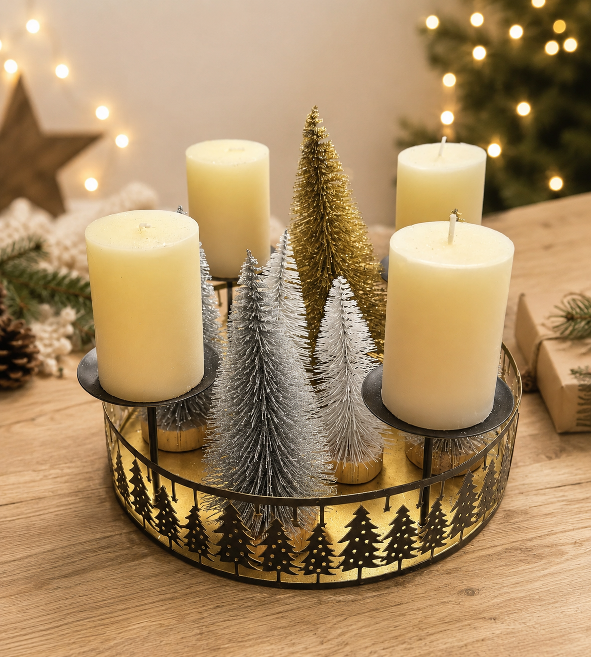 Kerzenkranz-Set "Golden Forest" 12-teilig