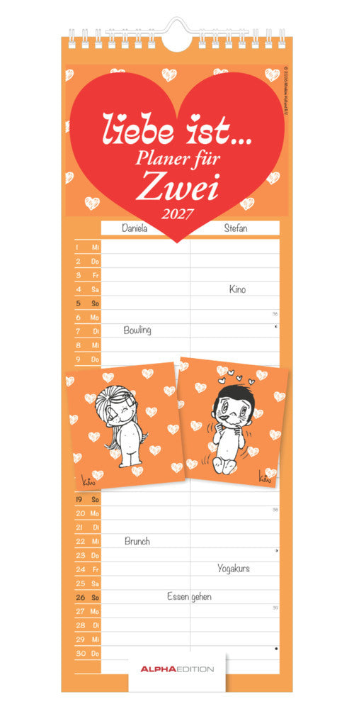 Liebe ist... Planer für Zwei 2027 (42 x 15 cm)