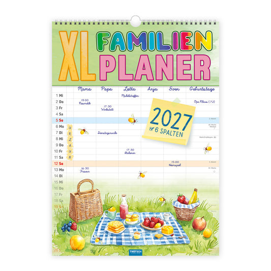 XL-Familienplaner 2027 mit 6 Spalten (42 x 30 cm)