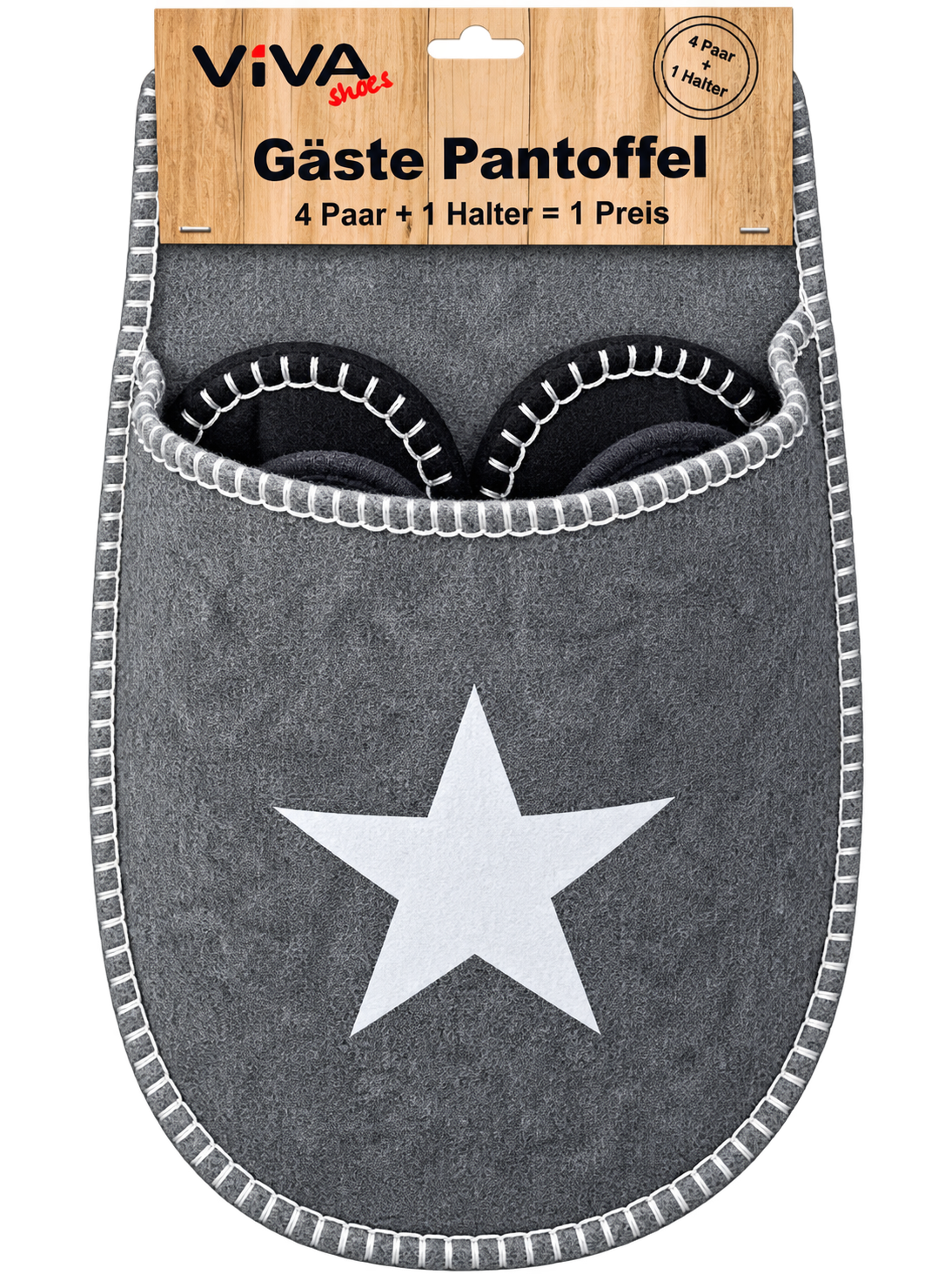 4 Paar Gästepantoffel "Stern"