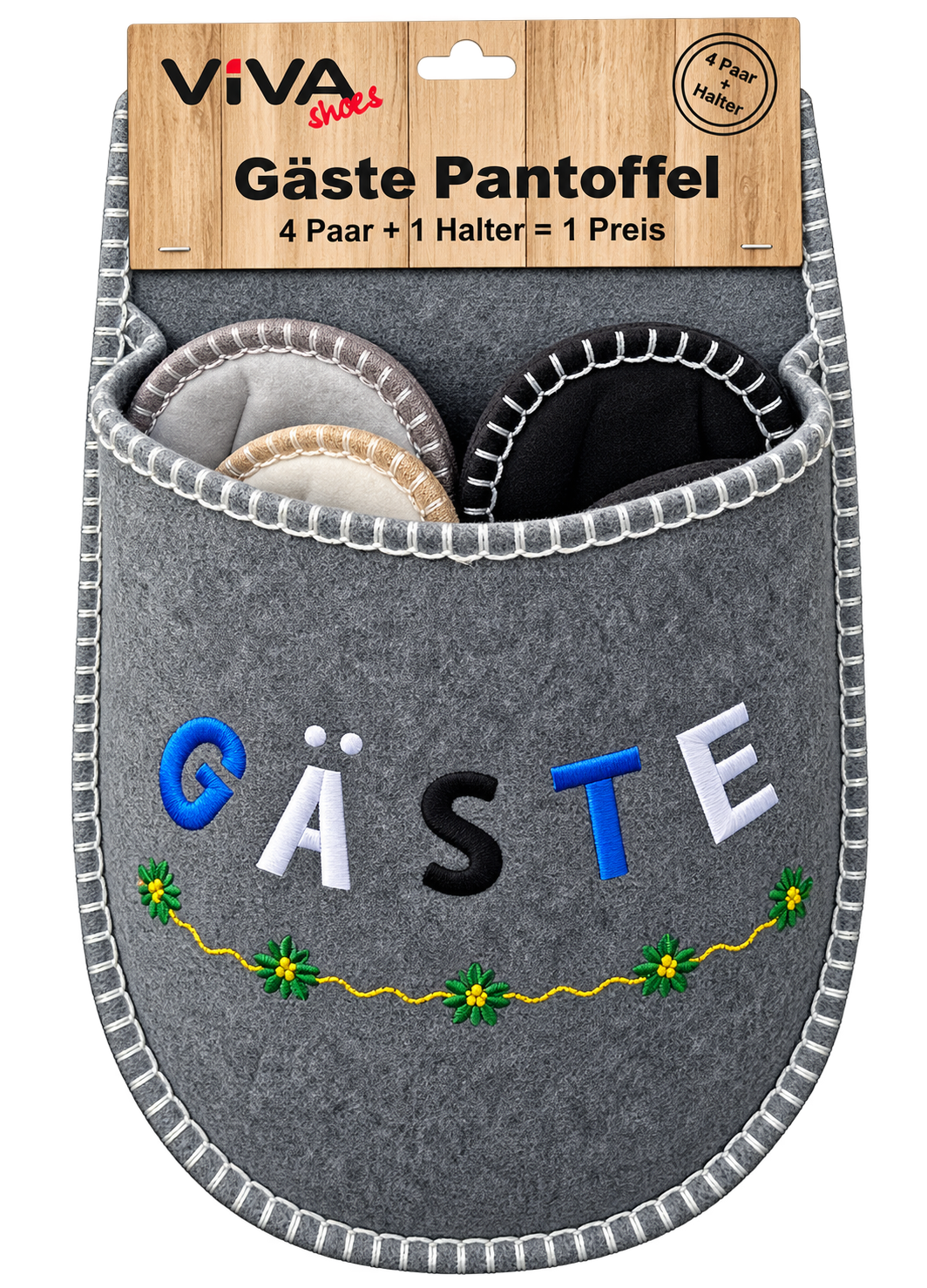 4 Paar Gästepantoffel "Gäste"