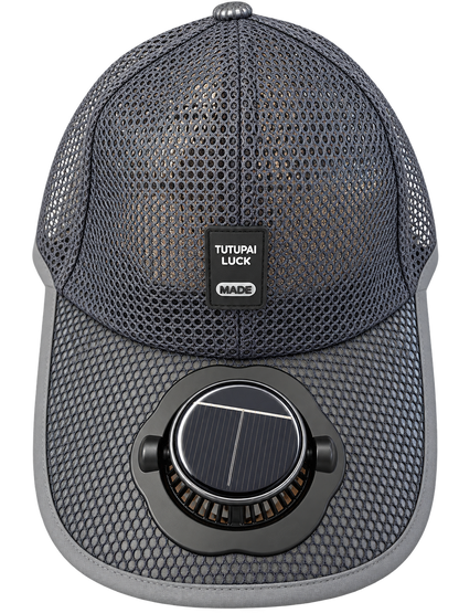 Solar-Baseballmütze mit integriertem Ventilator (grau)