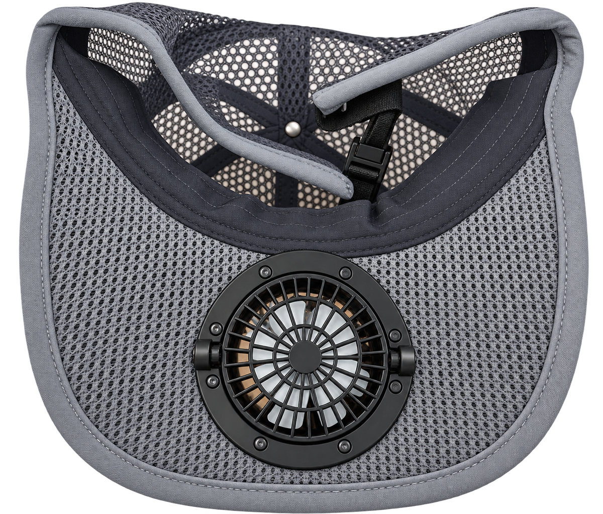 Solar-Baseballmütze mit integriertem Ventilator (grau)