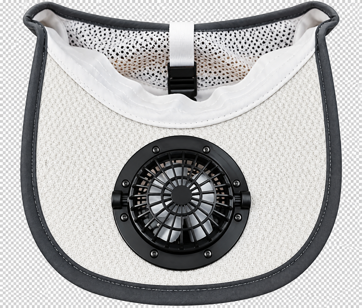 Solar-Baseballmütze mit integriertem Ventilator (hellgrau mit schwarzem Rand)
