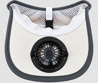 Solar-Baseballmütze mit integriertem Ventilator  (weiss / beige mit schwarzem Rand)