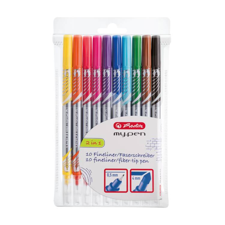 Herlitz Filzstift "my.pen" mit Doppelspitze (10 Farben)