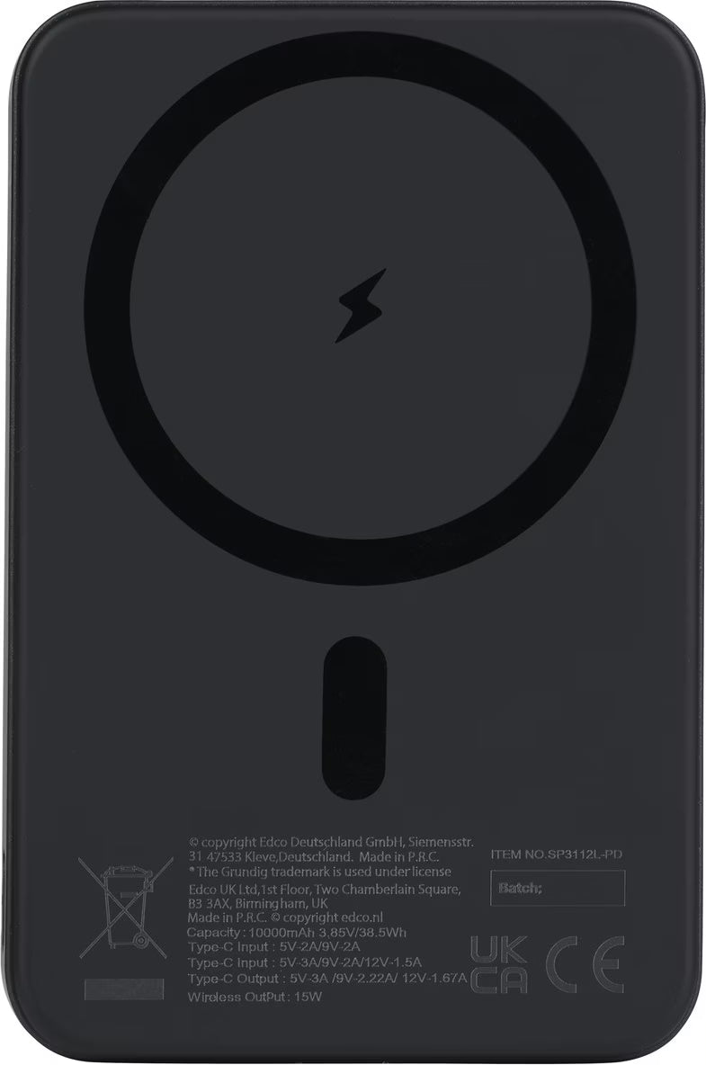 Grundig Wireless-Powerbank 10'000 mAh (magnetisch, schwarz)