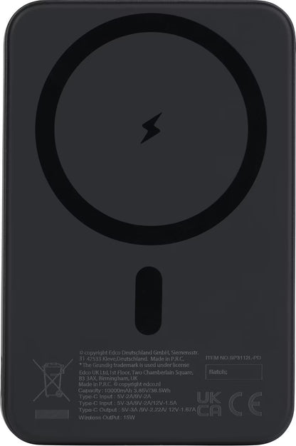 Grundig Wireless-Powerbank 10'000 mAh (magnetisch, schwarz)