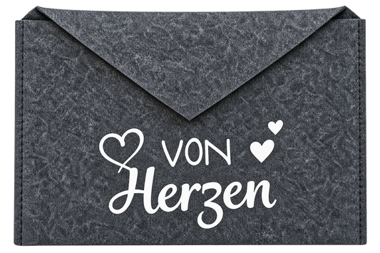 Filz-Geldgeschenk Umschlag  "von Herzen"