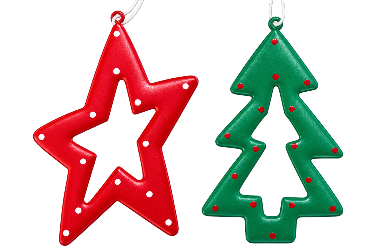 Baumschmuck ca. 13 cm (Tannenbaum und Stern)