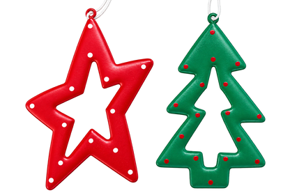 Baumschmuck ca. 13 cm (Tannenbaum und Stern)