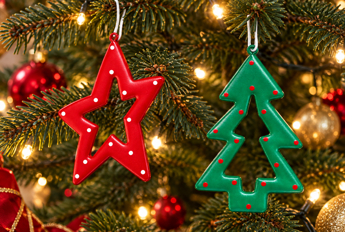 Baumschmuck ca. 13 cm (Tannenbaum und Stern)