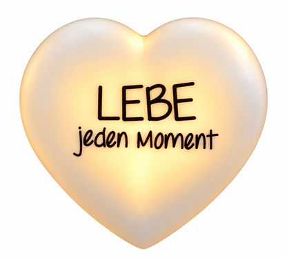 LED-Herz "Lebe jeden Moment" (5.5 x 6 cm)
