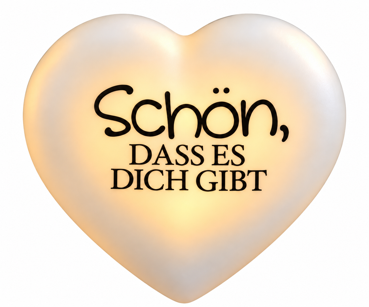 LED-Herz "Schön, dass es dich gibt" (5.5 x 6 cm)