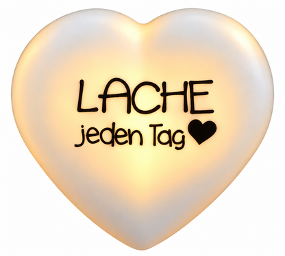 LED-Herz "Lache jeden Tag" (5.5 x 6 cm)