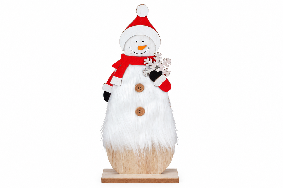 Weihnachtsholzdeko mit Schneemann (40 x 16 cm)