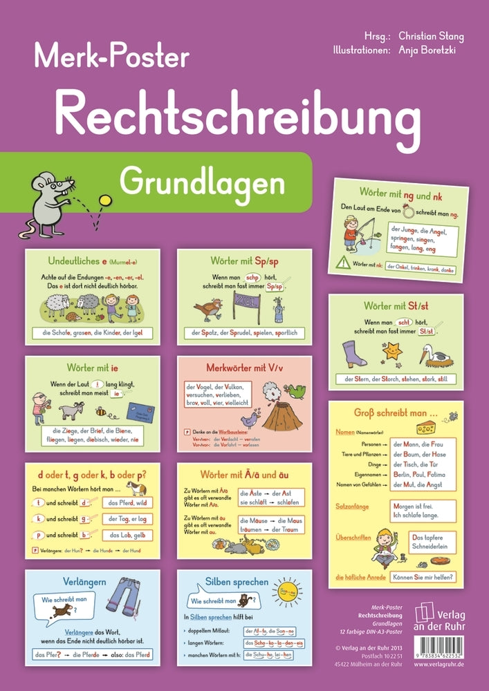 Rechtschreibung - Grundlagen, 12 farbige A3-Poster (Christian Stang)