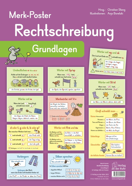 Rechtschreibung - Grundlagen, 12 farbige A3-Poster (Christian Stang)