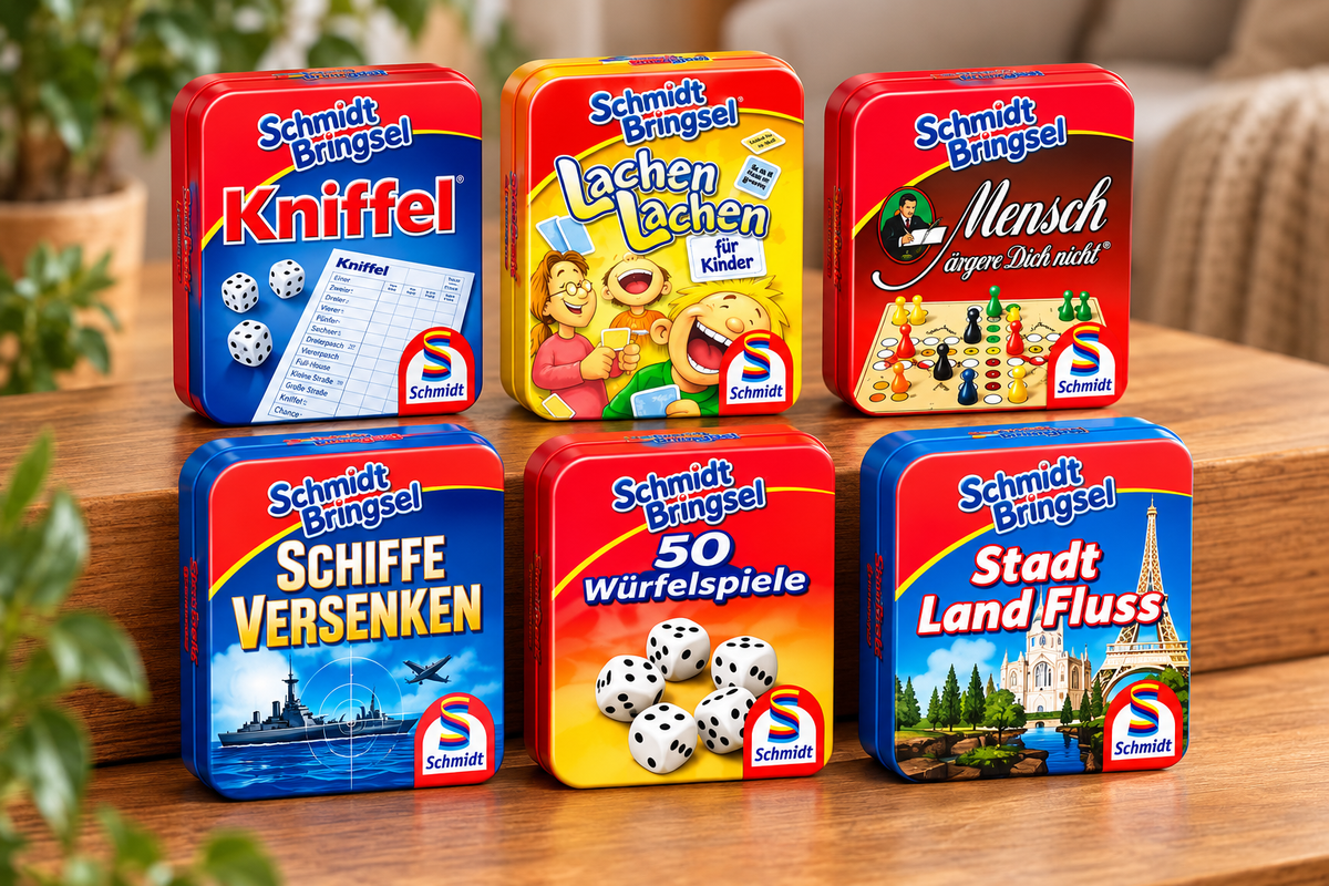 Schmidt Bringsel, Mini-Spiele in Metallbox, (7 x 10 cm)