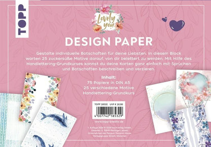 Design Paper A5 Lovely You. Mit Handlett