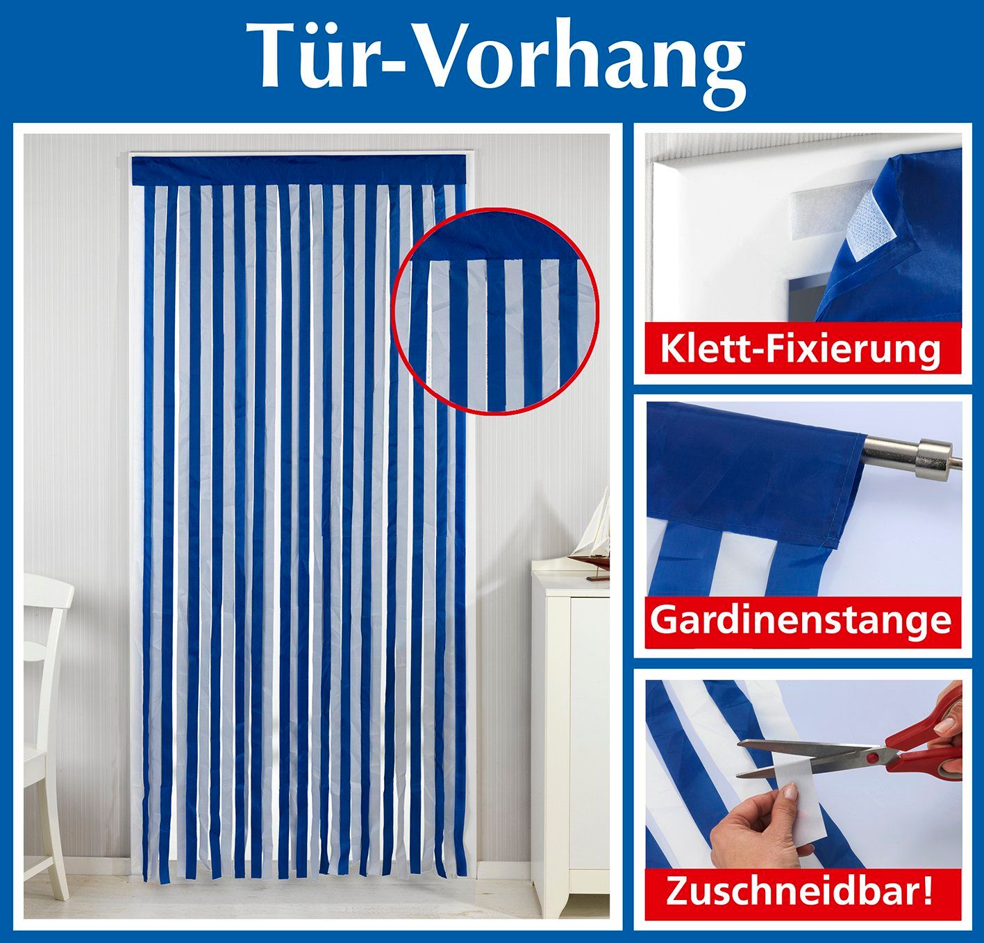 Türvorhang blau-weiss