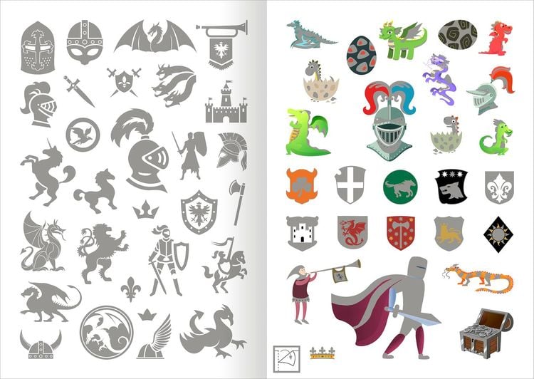 Metallic-Sticker - Ritter & Drachen