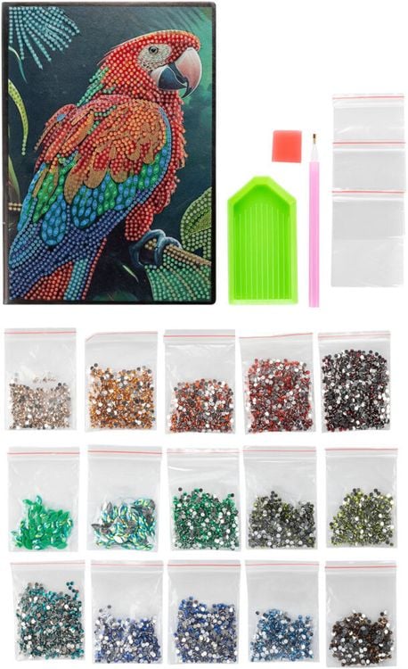 Diamond Painting Notizbuch (Motiv: Papagei, DIN A5)