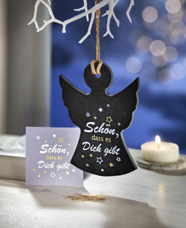 Schiefertafel "Engel" mit Spruch