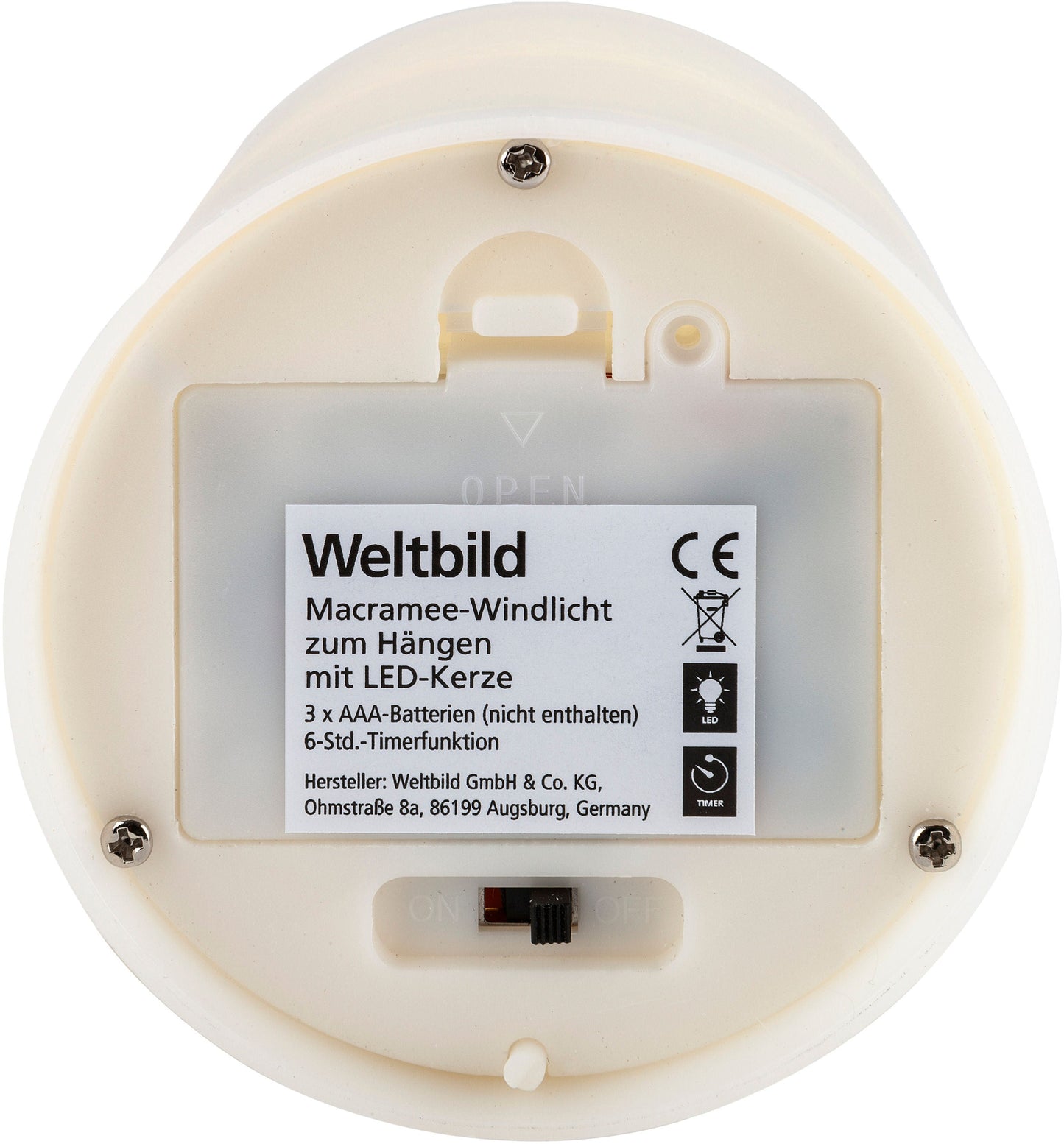 Makramee-Windicht hängend mit LED-Kerze