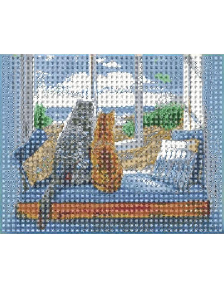 Diamond Painting "Katzen mit Meerblick" 50 x 40 cm