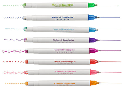 Textmarker Curve 8er-Set, Doppelspitze mit Rollstempel