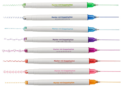 Textmarker Curve 8er-Set, Doppelspitze mit Rollstempel