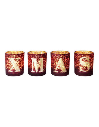 Maxi-Teelichthalter "XMAS" 4er-Set