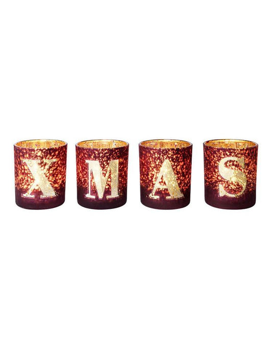 Maxi-Teelichthalter "XMAS" 4er-Set