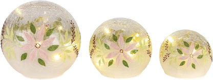 LED-Glaskugeln "Winterflowers", 3er-Set